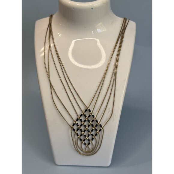 Native American Black Onyx Liquid Sterling Silver Heshi Beaded Necklace  16" - Picture 1 of 12